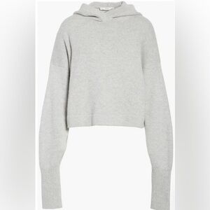 Tibi Light Gray Cashmere Hoodie Sweater